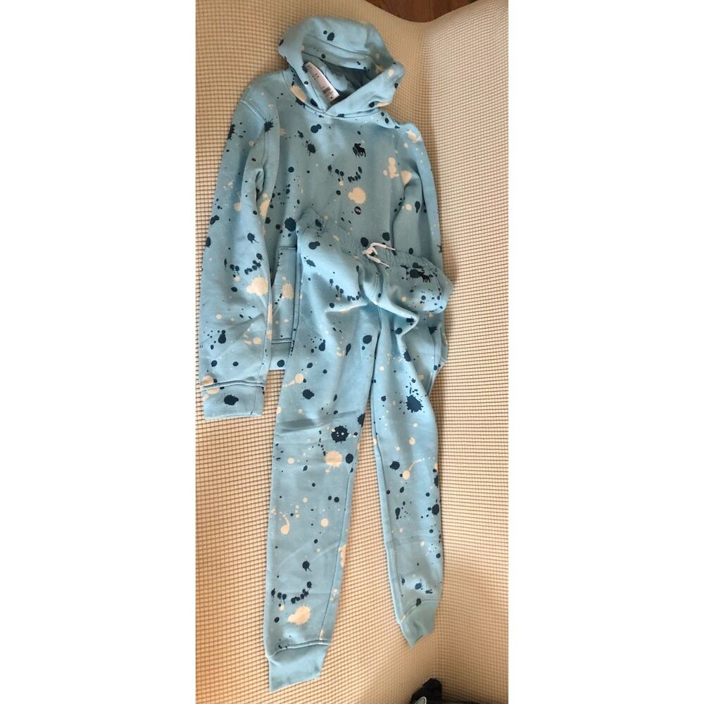 Abercrombie Kids Paint Splatter Hoodie & Jogger Set Size 13/14 NWT